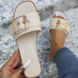 Women's buckle slide summer sandals